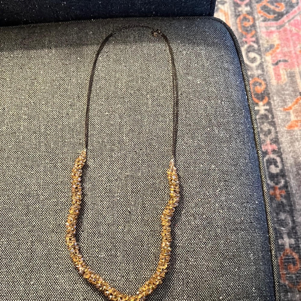 Long champagne crystal cluster necklace